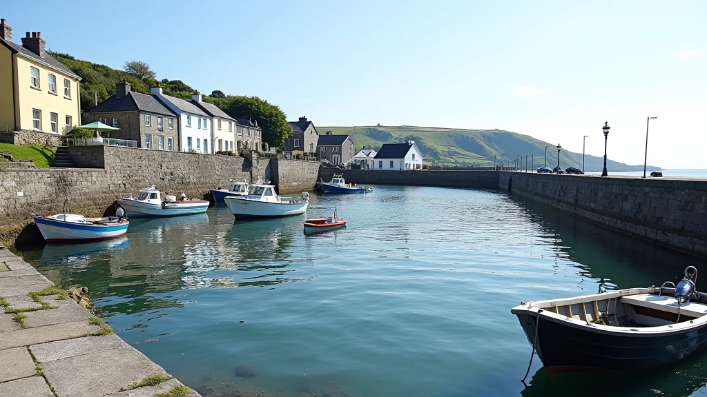 Fishing village harbour with boats